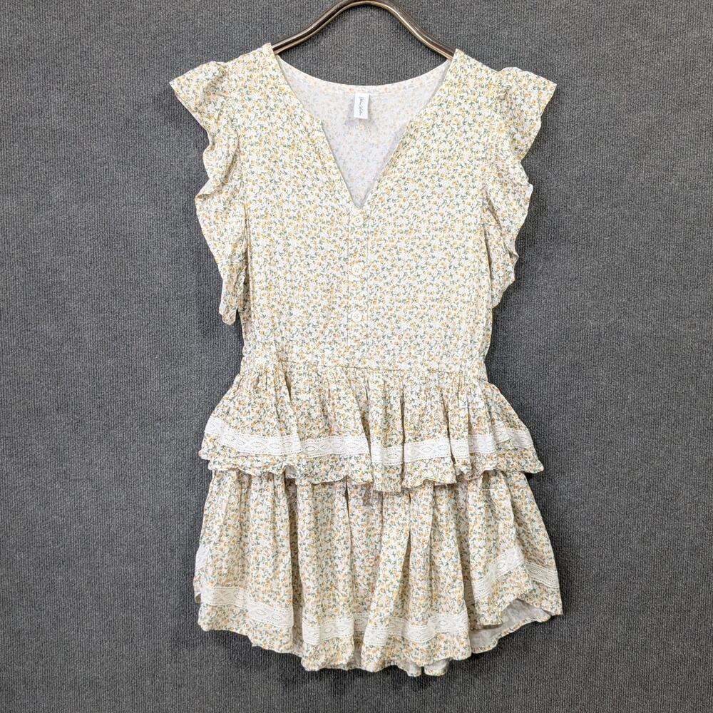 Sokie Collective The Mini Flicker Dress Womens Medium Micro Ditzy Floral Tiered